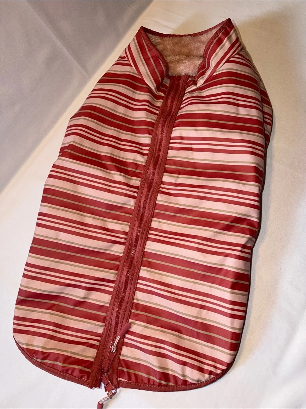 XLarge Youly Striped Reversible Dog Coat Raincoat Back Zippered